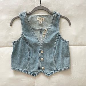 Madewell Light Wash Denim Crop Vest, Size 2, New with Tags